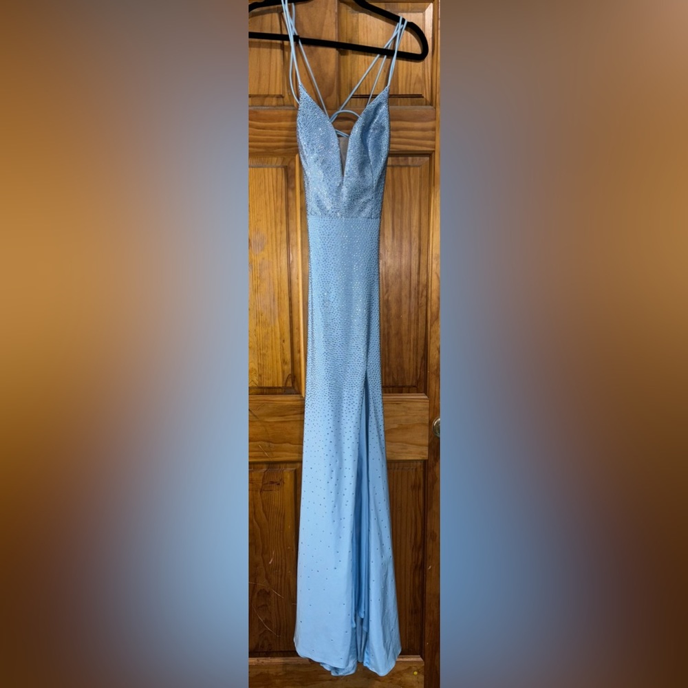 Light Blue Rhinestone Gown - Picture 6 of 14